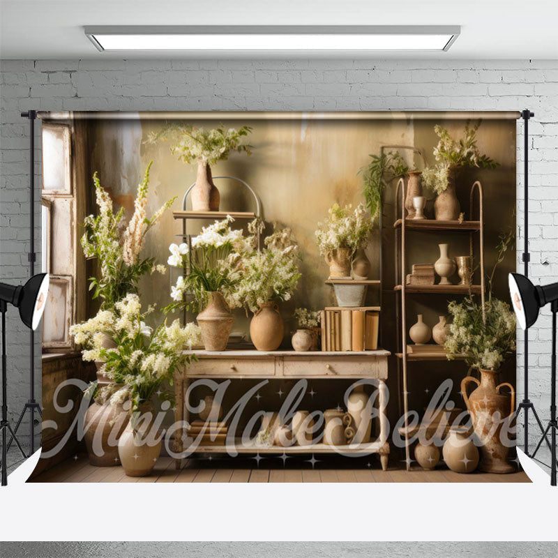 Lofaris Cabinet Rack Vase Green Flowers Spring Backdrop