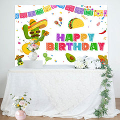 Lofaris Cactus And Guitar Mexican Fiesta Birthday Backdrop