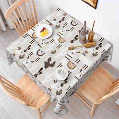 Lofaris Cactus And Sheep Patterns Grey Square Tablecloth