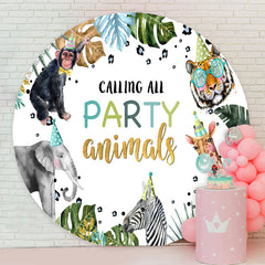 Lofaris Calling All Animals Monstera Birthday Round Backdrop