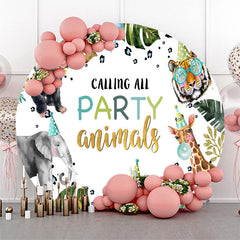 Lofaris Calling All Animals Monstera Birthday Round Backdrop