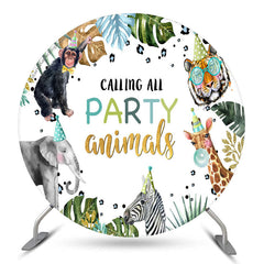 Lofaris Calling All Animals Monstera Birthday Round Backdrop