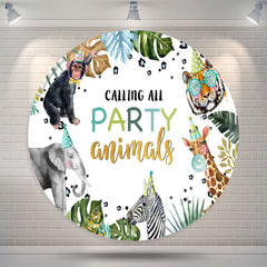 Lofaris Calling All Animals Monstera Birthday Round Backdrop