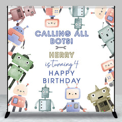 Lofaris Calling All Bots Robots Custom Birthday Backdrop