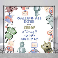 Lofaris Calling All Bots Robots Custom Birthday Backdrop