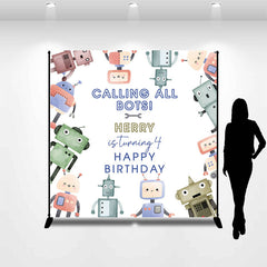 Lofaris Calling All Bots Robots Custom Birthday Backdrop