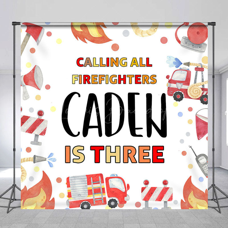 Lofaris Calling All Firefighters Custom Birthday Backdrop