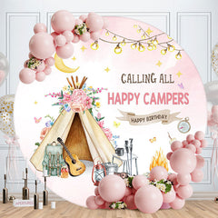 Lofaris Calling All Happy Campers Round Birthday Backdrop