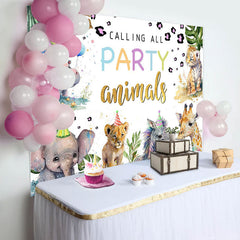 Lofaris Calling Party Animals Monstera Baby Shower Backdrop