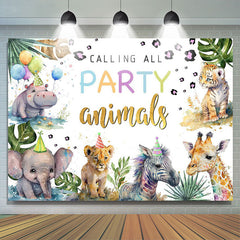 Lofaris Calling Party Animals Monstera Baby Shower Backdrop