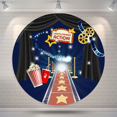 Lofaris Camera Action Movie Theme Round Birthday Backdrop