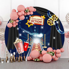 Lofaris Camera Action Movie Theme Round Birthday Backdrop