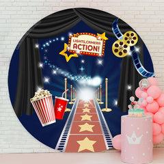 Lofaris Camera Action Movie Theme Round Birthday Backdrop