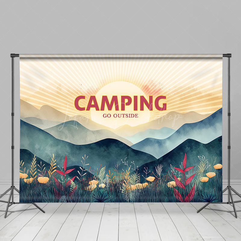 Lofaris Camping Go Outsiade Sunrise Mountain Party Backdrop