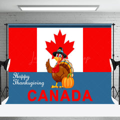 Lofaris Canada Flag Turkey Happy Thanksgiving Day Backdrop