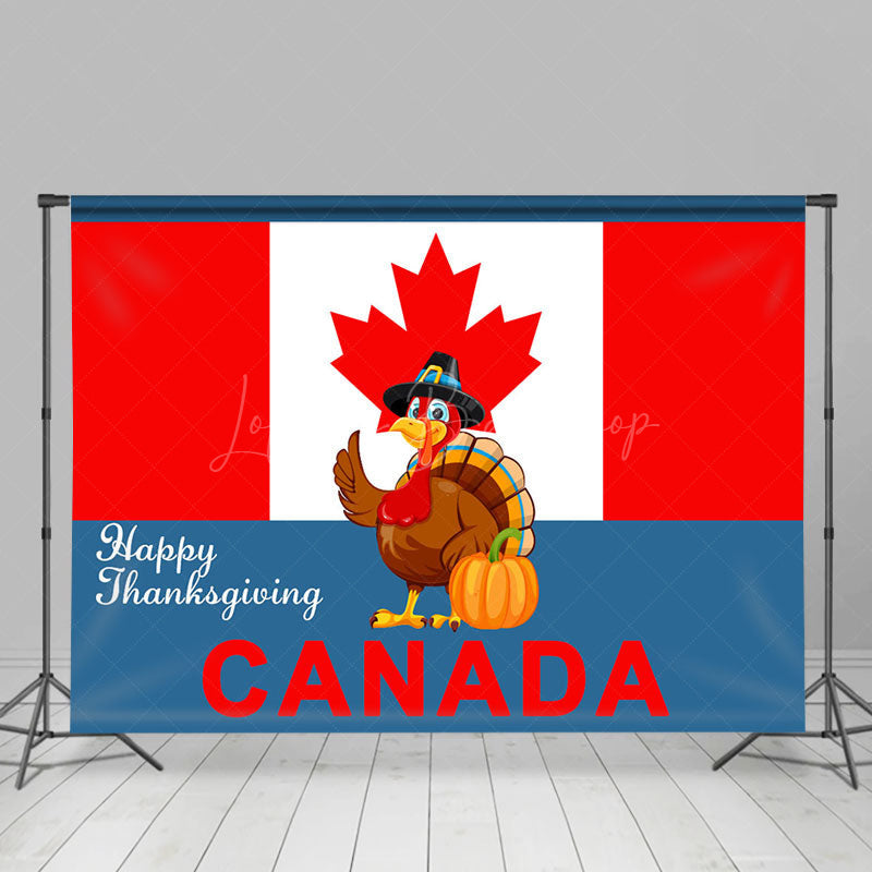 Lofaris Canada Flag Turkey Happy Thanksgiving Day Backdrop