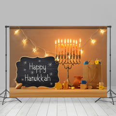 Lofaris Candle Light Happy Hanukkah Party Backdrop Decor