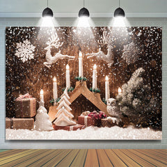 Lofaris Candle Snowflake Owl Deer Christmas Tree Backdrop