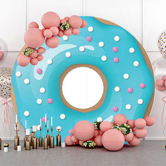 Lofaris Candy Blue Cream Glossy Donut Round Party Backdrop