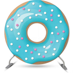 Lofaris Candy Blue Cream Glossy Donut Round Party Backdrop