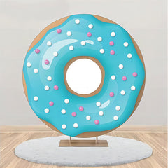 Lofaris Candy Blue Cream Glossy Donut Round Party Backdrop