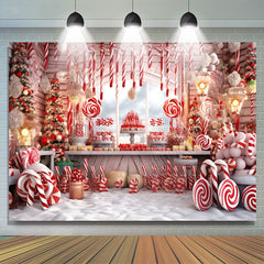 Lofaris Candy Cane Christmas Tree Portrait Photo Backdrop