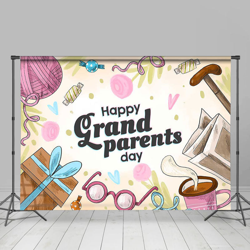 Lofaris Candy Crutch Gifts Happy Grandparents Day Backdrop