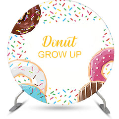 Lofaris Candy Donut Grow Up White Round Baby Shower Backdrop