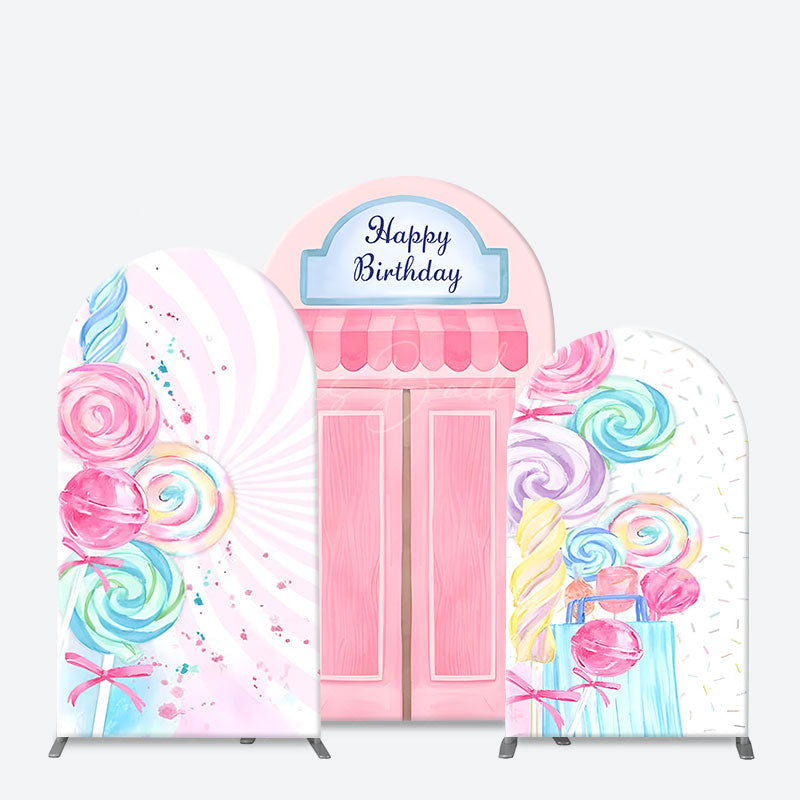 Lofaris Candy Land Shop Girls Birthday Party Arch Backdrop