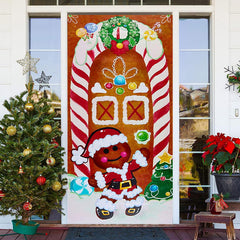 Lofaris Candy Lollipop Gingerbread Man Christmas Door Cover