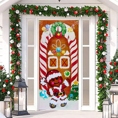 Lofaris Candy Lollipop Gingerbread Man Christmas Door Cover