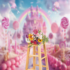 Lofaris Candy Wonderland Castle Birthday Cake Smash Backdrop