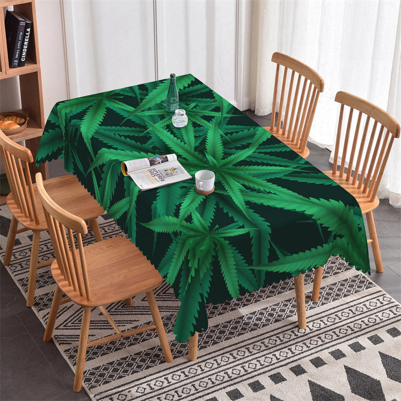 Lofaris Cannabis Weed Leaves Decorative Rectangle Tablecloth