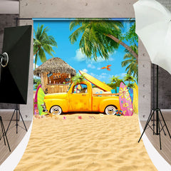 Lofaris Car Surfboard Sand Beach Bar Summer Sweep Backdrop