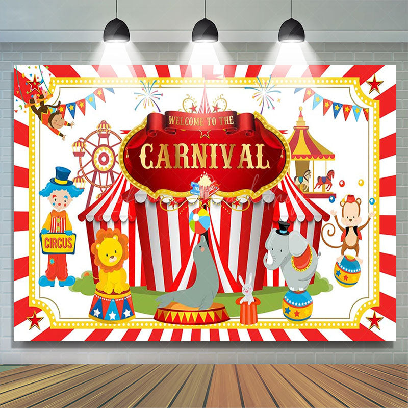 Lofaris Carnival Circus Animal Show Clown Birthday Backdrop