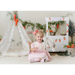 Lofaris Carrot Patch Gauze Tent Rabbit Birthday Backdrop