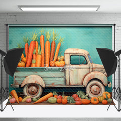 Lofaris Carrots Pumpkin Truck Vegetables Easter Backdrop