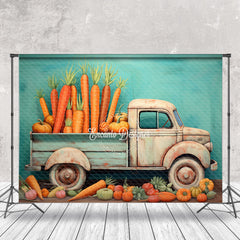 Lofaris Carrots Pumpkin Truck Vegetables Easter Backdrop