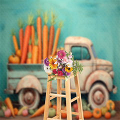 Lofaris Carrots Pumpkin Truck Vegetables Easter Backdrop