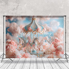 Lofaris Carrousel Dreamy Pink Girls Cake Smash Backdrop