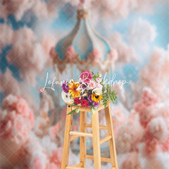 Lofaris Carrousel Dreamy Pink Girls Cake Smash Backdrop