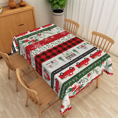 Lofaris Cars House Flower Scottish Plaid Christmas Backdrop