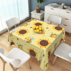 Lofaris Cartoon Bee Sunflowers Repeat Square Tablecloth