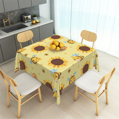 Lofaris Cartoon Bee Sunflowers Repeat Square Tablecloth