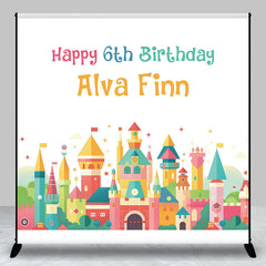 Lofaris Cartoon Colorful Castle Happy 6th Birthday Backdrop