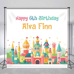 Lofaris Cartoon Colorful Castle Happy 6th Birthday Backdrop