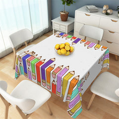 Lofaris Cartoon Colorful Pencil White Square Tablecloth