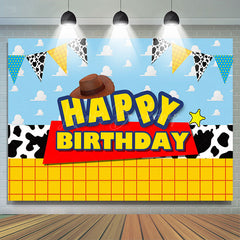 Lofaris Cartoon Cowboy Flag Cloud Texture Birthday Backdrop