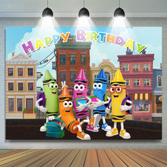 Lofaris Cartoon Crayon Back To School Birtyday Backdrop