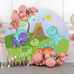 Lofaris Cartoon Cute Dinosaur Themed Party Round Backdrop Kit